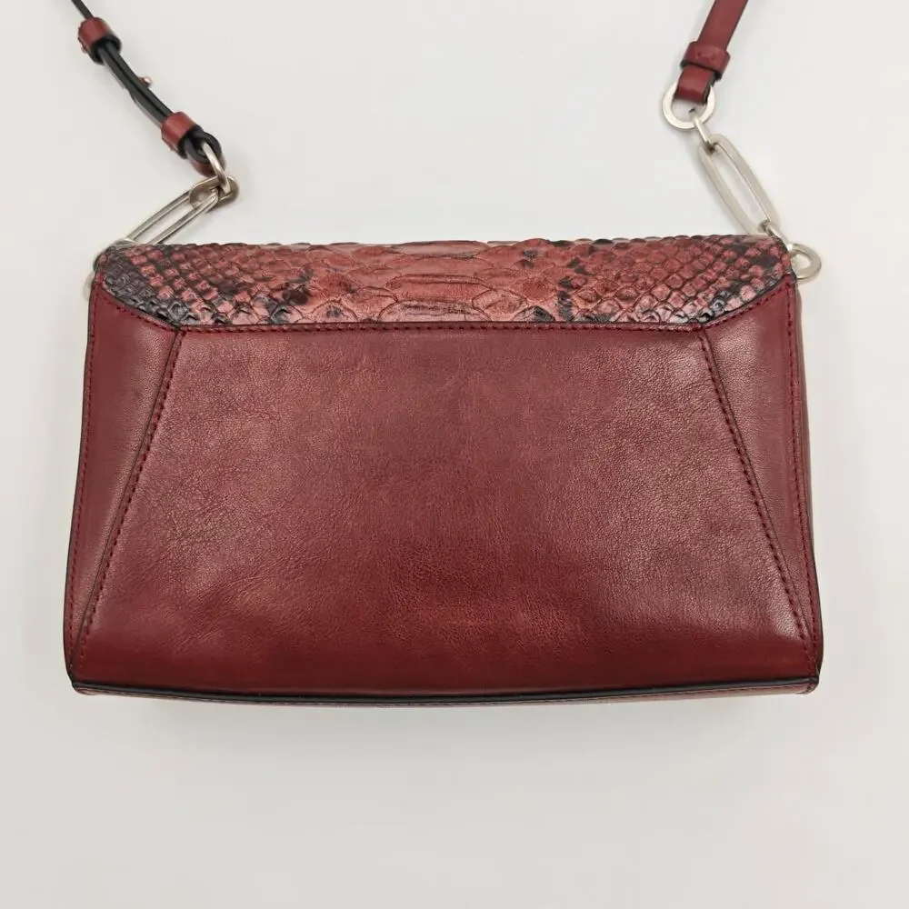 Coach Crosstown Python Embossed Leather Turnlock Crossbody Bag Brown Snake Print